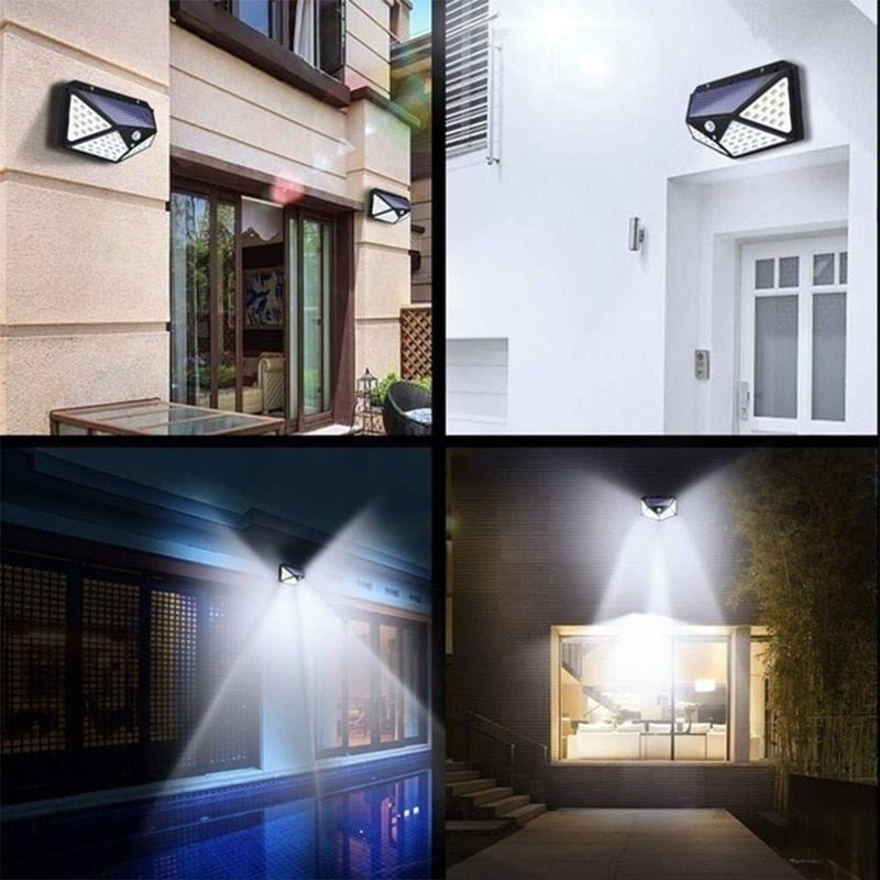 LED zonne-wandlamp - Vier zijlicht zonne-inductielamp - Buitenlamp - Bivakshop