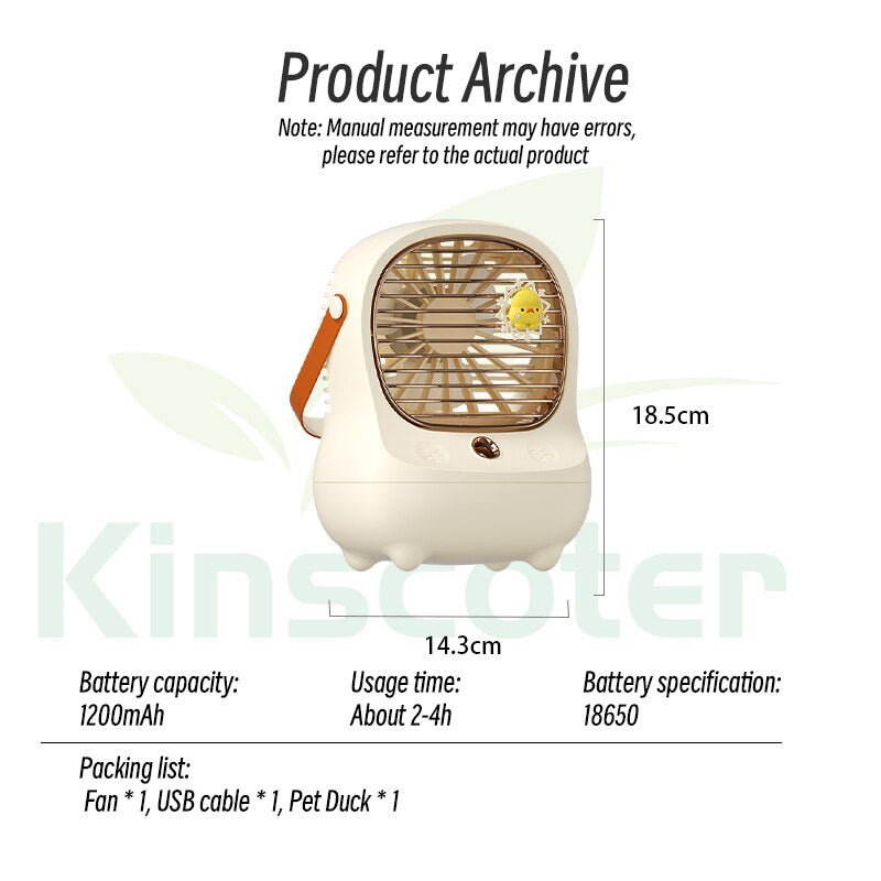 Leuke mini USB desktop stille ventilator - Draadloos draagbaar met luchtbevochtiger - Bivakshop