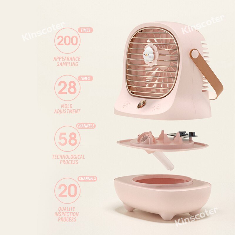 Leuke mini USB desktop stille ventilator - Draadloos draagbaar met luchtbevochtiger - Bivakshop