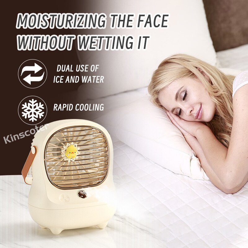 Leuke mini USB desktop stille ventilator - Draadloos draagbaar met luchtbevochtiger - Bivakshop
