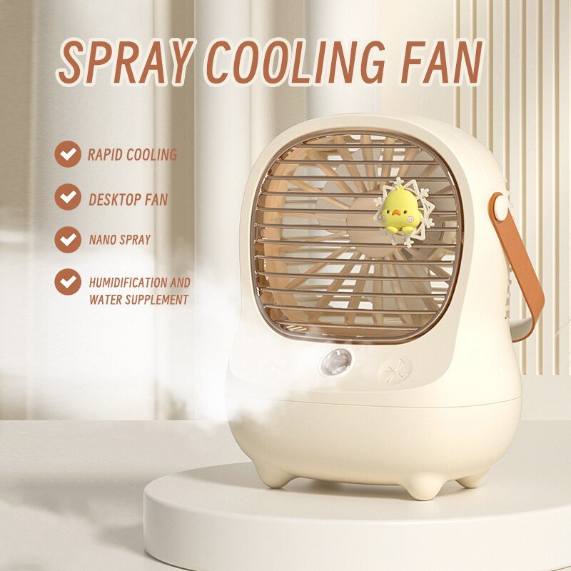Leuke mini USB desktop stille ventilator - Draadloos draagbaar met luchtbevochtiger - Bivakshop