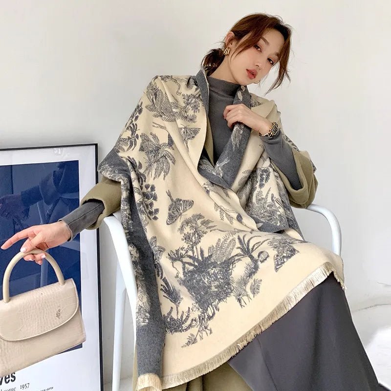Luxe cashmere winter sjaal voor dames - Stijlvol paardenpatroon - Pashmina deken - Bivakshop