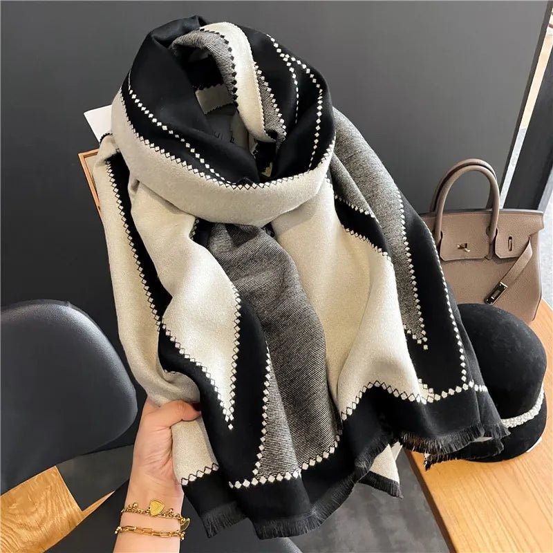 Luxe cashmere winter sjaal voor dames - Stijlvol paardenpatroon - Pashmina deken - Bivakshop