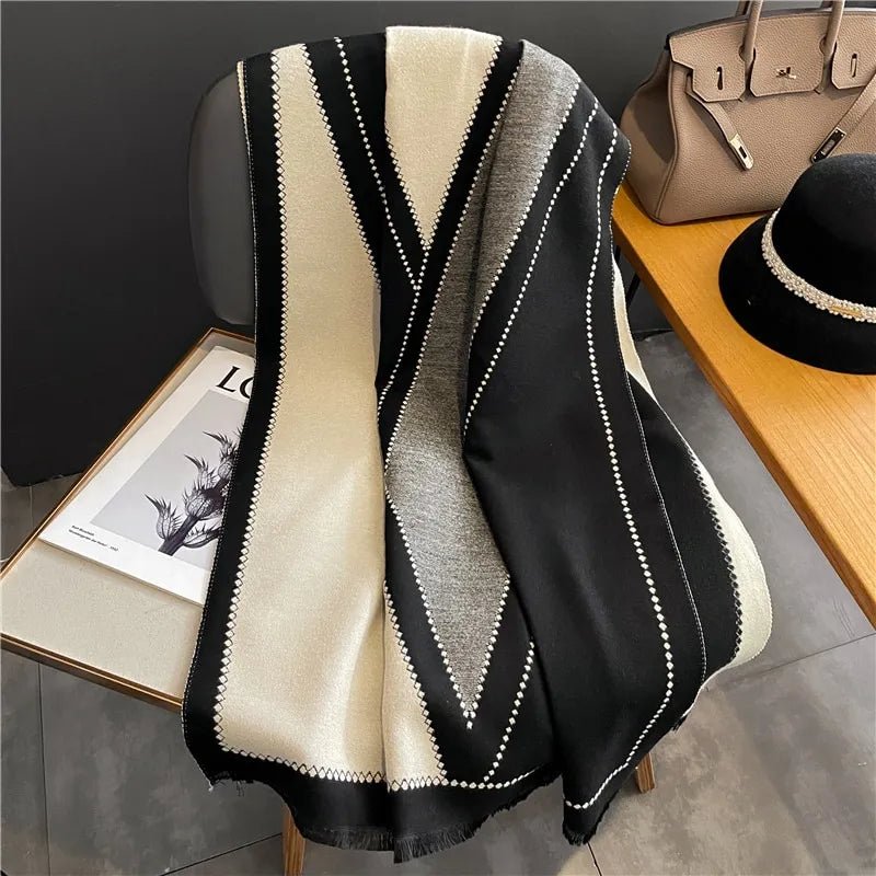 Luxe cashmere winter sjaal voor dames - Stijlvol paardenpatroon - Pashmina deken - Bivakshop