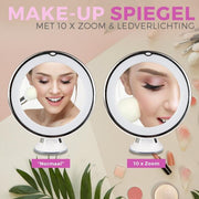 Make-Up spiegel met led verlichting en zuignap - 360° verstelbaar 10x vergroot - Bivakshop
