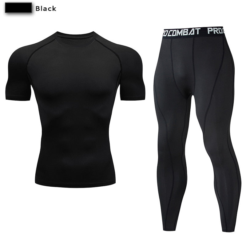 Mannen Compressie Sportkleding - Jogging - Fitness kleding - MMA kleding. - Bivakshop