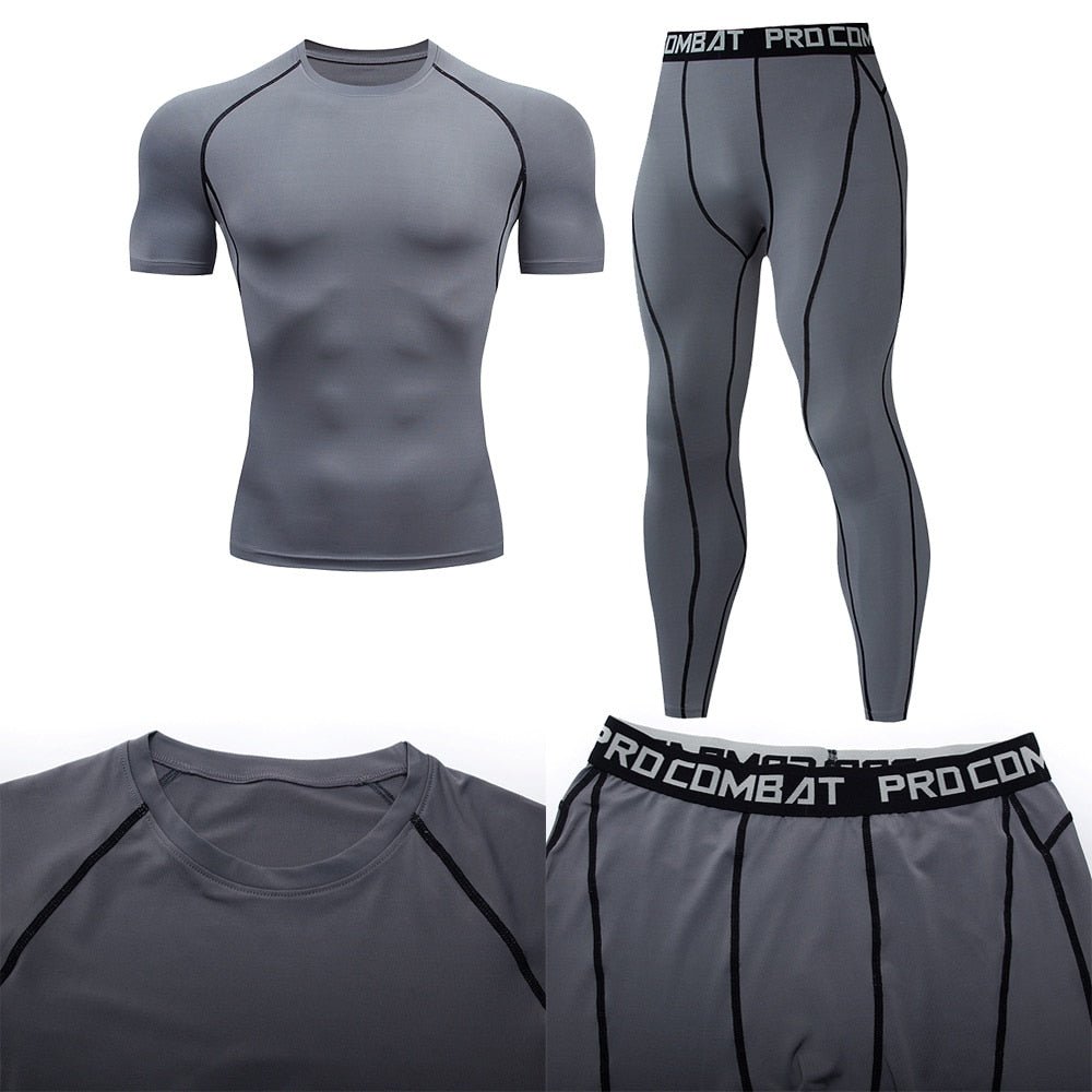 Mannen Compressie Sportkleding - Jogging - Fitness kleding - MMA kleding. - Bivakshop