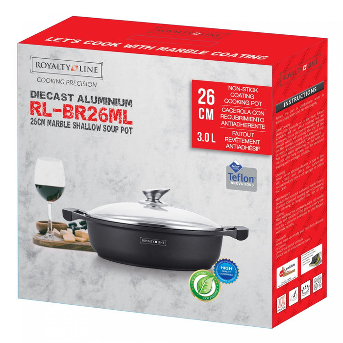 Marmeren Ondiepe Soeppan - Keramische anti-aanbaklaag - 26 cm - Bivakshop