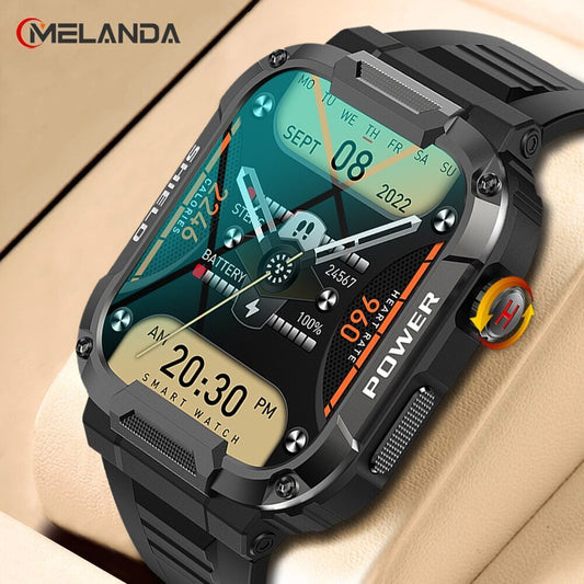 Melanda 1.85 outdoor militaire smartwatch voor mannen - IP68 waterdicht - Bloeddrukmonitor - Bivakshop