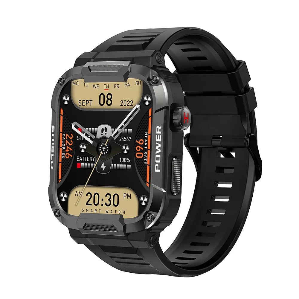 Melanda 1.85 outdoor militaire smartwatch voor mannen - IP68 waterdicht - Bloeddrukmonitor - Bivakshop