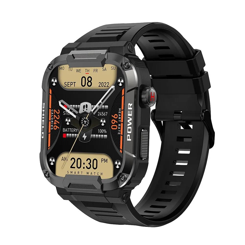 Melanda 1.85 outdoor militaire smartwatch voor mannen IP68 waterdicht Bloeddrukmonitor