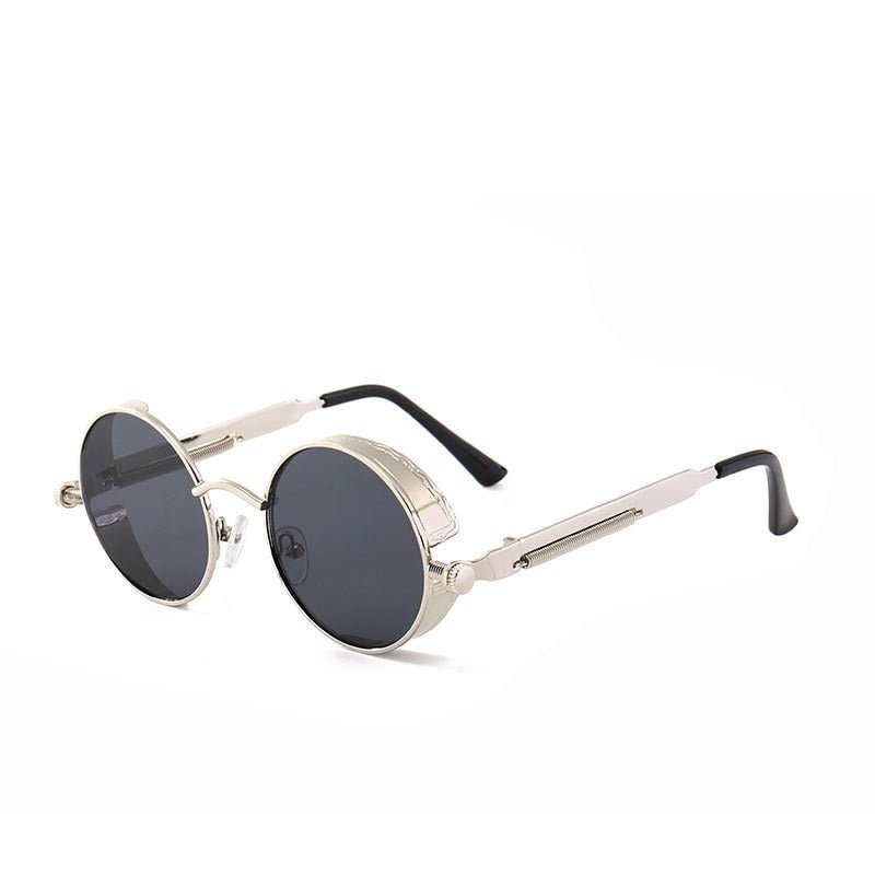 Metalen steam punk stijl zonnebril - Mannen - Retro ronde zonnebril - 6 kleuren - UV 400 - Bivakshop