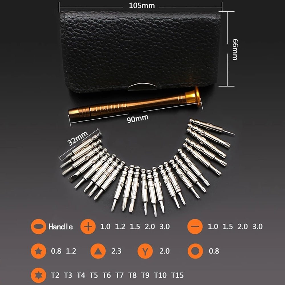 Mini Precisie Schroevendraaier Set - 25 In 1 - Voor Iphone Camera Horloge Tablet Pc Drones - Bivakshop