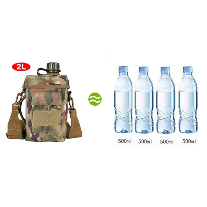 Molle tactische sport waterfles - 1 en 2 liter - Schouderband - BPA vrij - Bivakshop