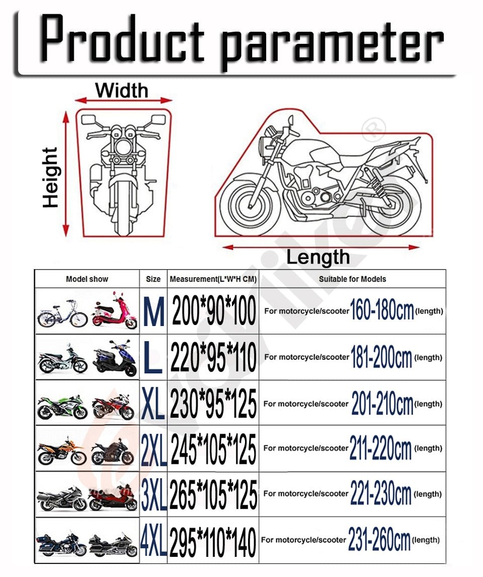 Motorfiets en E-bike Covers - M L Xl 2XL 3XL 4XL - Waterdicht - Bivakshop