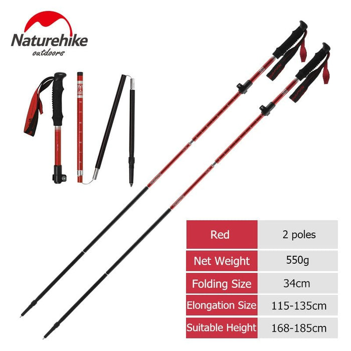 Naturehike wandelstok - Inklapbaar - Nordic Walking Stokken - Lichtgewicht en compact - Bivakshop