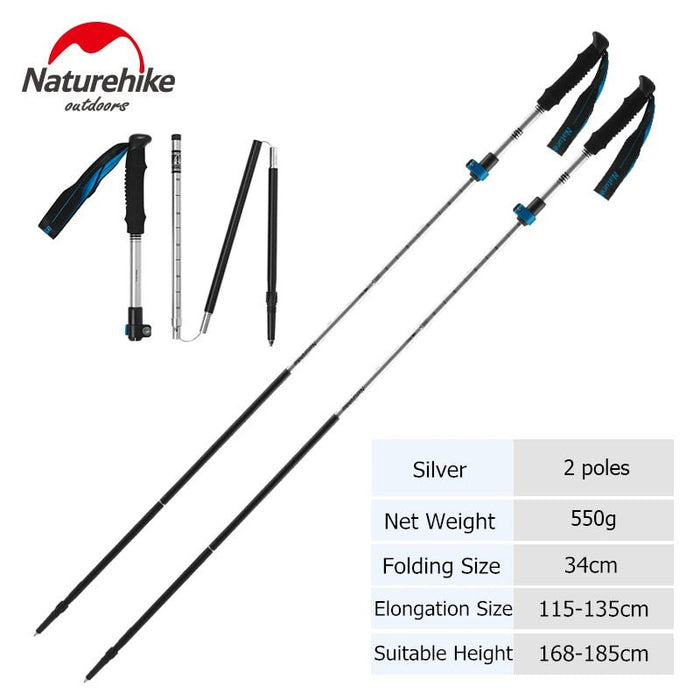 Naturehike wandelstok - Inklapbaar - Nordic Walking Stokken - Lichtgewicht en compact - Bivakshop