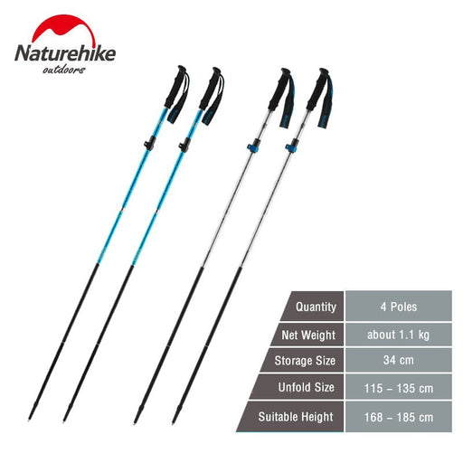 Naturehike wandelstok - Inklapbaar - Nordic Walking Stokken - Lichtgewicht en compact - Bivakshop