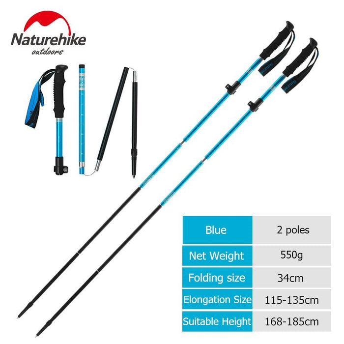Naturehike wandelstok - Inklapbaar - Nordic Walking Stokken - Lichtgewicht en compact - Bivakshop