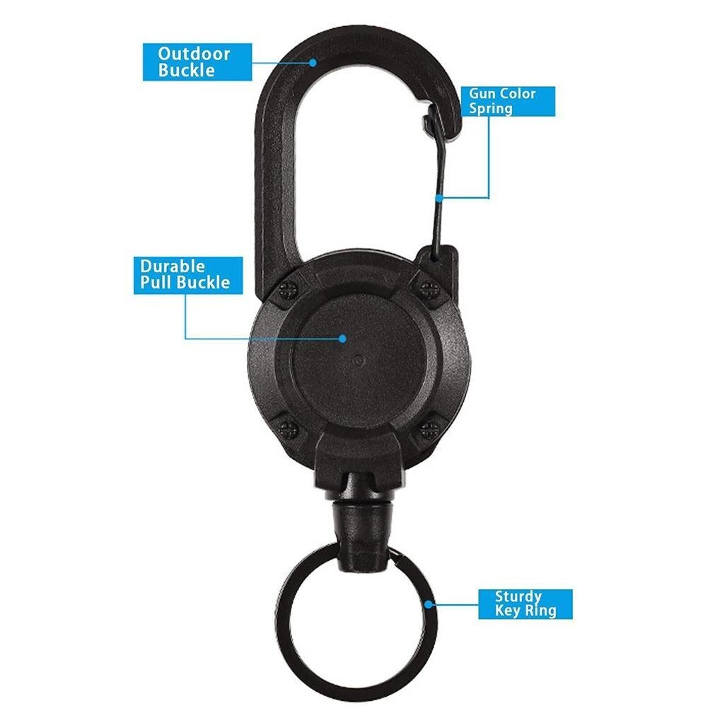 Nieuwe heavy duty intrekbare karabijnhaak sleutelhanger houder - Bivakshop