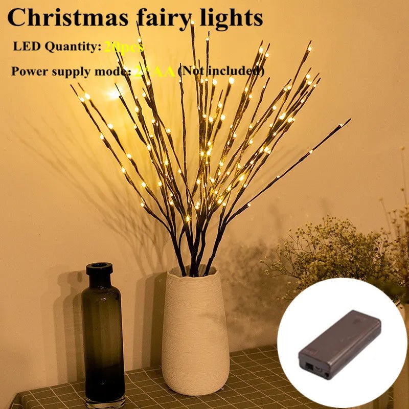 Nieuwjaar 2024 creatieve wilg twijg takverlichting met 20 LED's - Sfeervolle kerstdecoratie voor thuis - Feestelijke kerstsfeer - Bivakshop