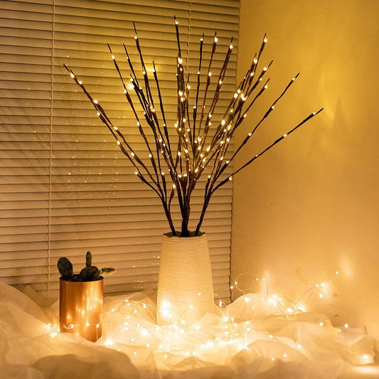 Nieuwjaar 2024 creatieve wilg twijg takverlichting met 20 LED's - Sfeervolle kerstdecoratie voor thuis - Feestelijke kerstsfeer - Bivakshop