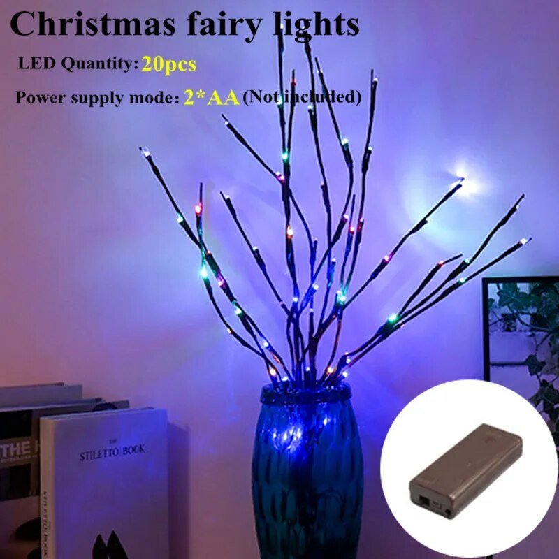 Nieuwjaar 2024 creatieve wilg twijg takverlichting met 20 LED's - Sfeervolle kerstdecoratie voor thuis - Feestelijke kerstsfeer - Bivakshop