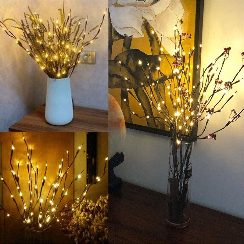Nieuwjaar 2024 creatieve wilg twijg takverlichting met 20 LED's - Sfeervolle kerstdecoratie voor thuis - Feestelijke kerstsfeer - Bivakshop
