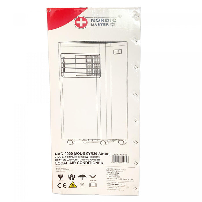 Nordic Master NAC-9000: 4-in-1 9000 BTU koelvermogen-airconditioner met WIFI - Bivakshop