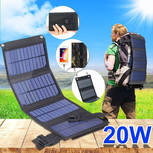 Opvouwbaar zonnepaneel 5V 20W Power Bank voor mobiele telefoon - Waterdicht en draagbaar - Bivakshop