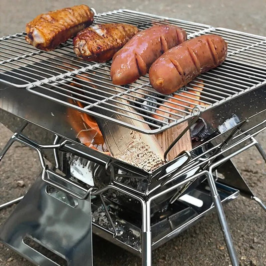 Opvouwbare grill vuurplaats - Buitentafel campingkachel van roestvrij staal - Bivakshop