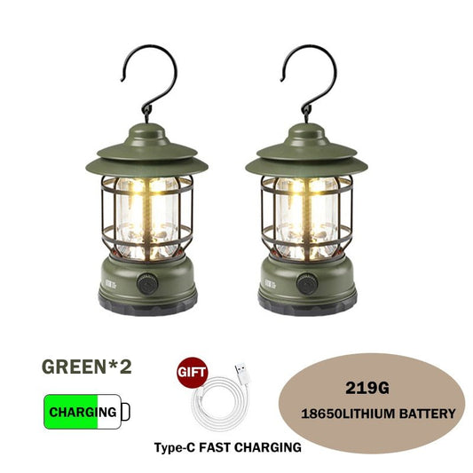 Outdoor Camping lamp type-C - Oplaadbare tentlamp retro - Draagbare camping lantaarn - Bivakshop