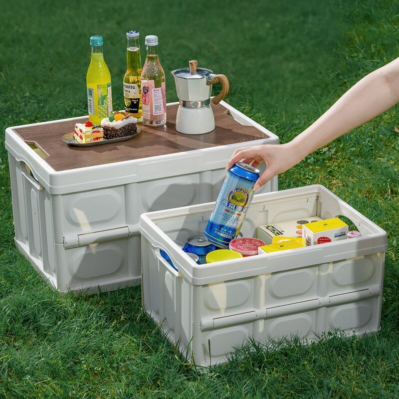 Outdoor camping vouwen doos met houten deksel - Opbergdoos - Voedsel Organizer - Bivakshop