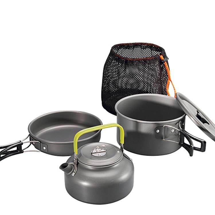 Outdoor pannen en theepot combinatie - Aluminium- Kamperen en Survival - 3 Kleuren - Bivakshop