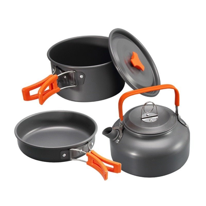 Outdoor pannen en theepot combinatie - Aluminium- Kamperen en Survival - 3 Kleuren - Bivakshop