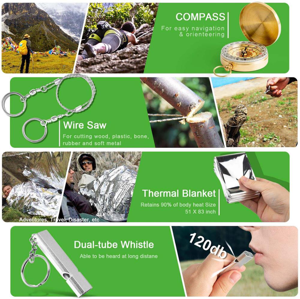 Outdoor Survival Kit - 18 in 1 set - Met of zonder mes - Bivakshop