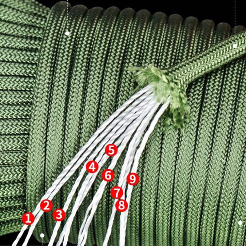 Outdoor touw 4 Size Dia.4mm 9 voor Survival Parachute, klimmen, wandelen, waslijn 4 Size Dia.4mm 9 Stand Cores Paracord Voor Survival Parachute Cord Lanyard Camping Klimmen Camping Touw Wandelen Waslijn - Bivakshop