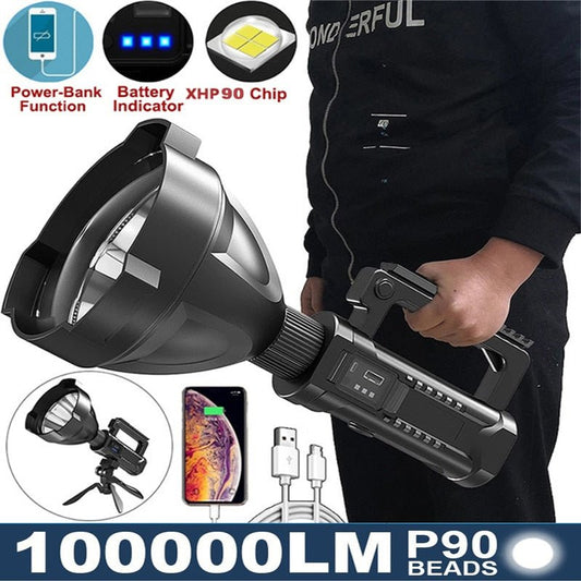 P90 Draagbare Krachtige Led Zaklamp - Usb Oplaadbaar - Waterdicht - 100000 Lumen - Bivakshop