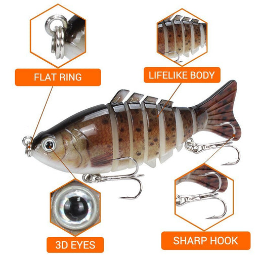 pcs/Winter fishing gear Bionic Multi-section Swim hard bait10cm/15g Artificial Wobbler Rotating Trolling pike carp crank lure - Bivakshop
