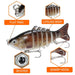 pcs/Winter fishing gear Bionic Multi-section Swim hard bait10cm/15g Artificial Wobbler Rotating Trolling pike carp crank lure - Bivakshop