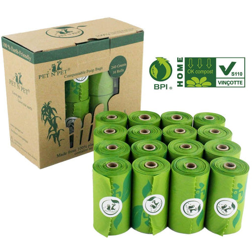 PET N PET - Ongeparfumeerde Groen grote hond afvalzakken - Biologisch Afbreekbaar 240/120 Counts - Bivakshop