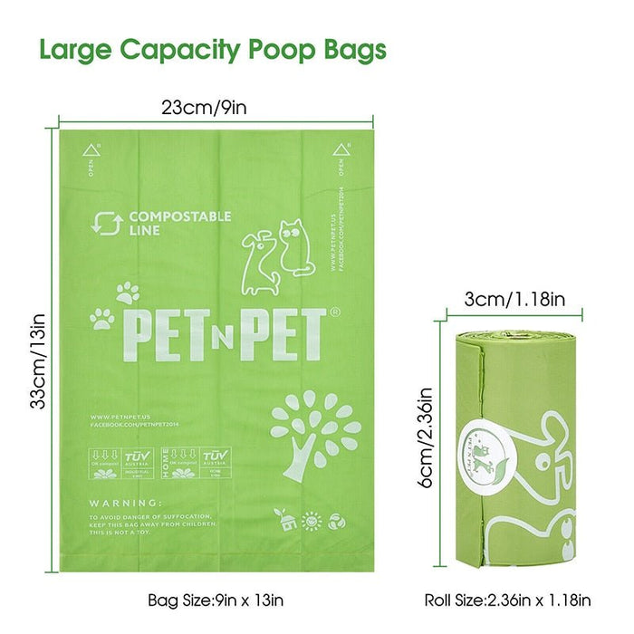 PET N PET - Ongeparfumeerde Groen grote hond afvalzakken - Biologisch Afbreekbaar 240/120 Counts - Bivakshop