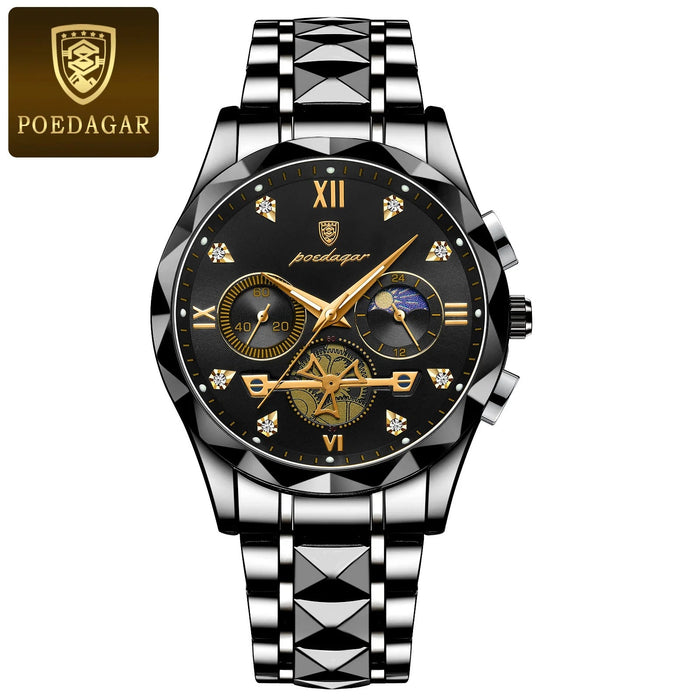 POEDAGAR luxe heren horloge - Waterdichte chronograaf met lichtgevende wijzers - Bivakshop