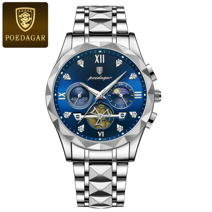 POEDAGAR luxe heren horloge - Waterdichte chronograaf met lichtgevende wijzers - Bivakshop