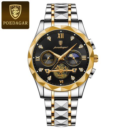 POEDAGAR luxe heren horloge - Waterdichte chronograaf met lichtgevende wijzers - Bivakshop
