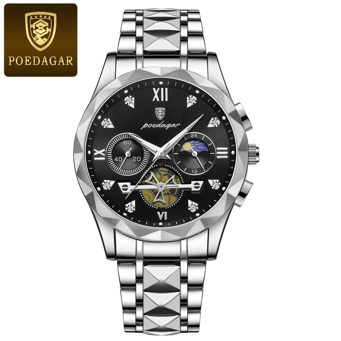 POEDAGAR luxe heren horloge - Waterdichte chronograaf met lichtgevende wijzers - Bivakshop
