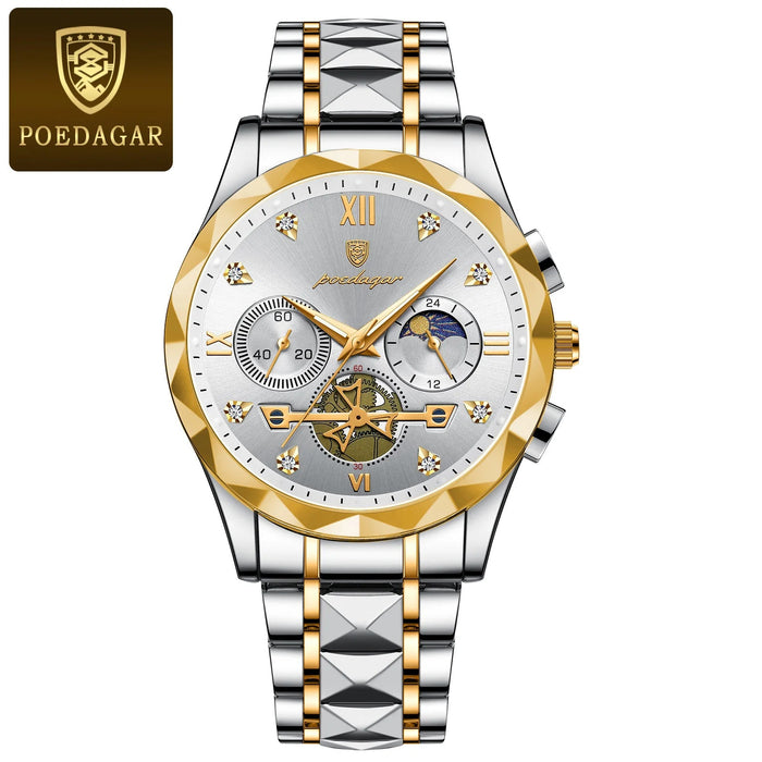 POEDAGAR luxe heren horloge - Waterdichte chronograaf met lichtgevende wijzers - Bivakshop