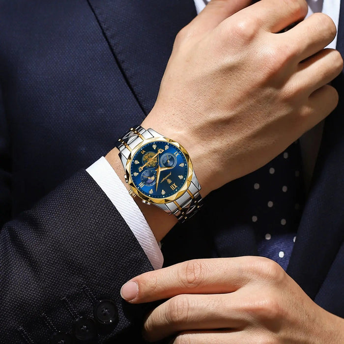 POEDAGAR luxe heren horloge - Waterdichte chronograaf met lichtgevende wijzers - Bivakshop