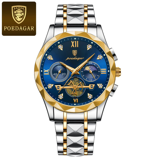 POEDAGAR luxe heren horloge - Waterdichte chronograaf met lichtgevende wijzers - Bivakshop