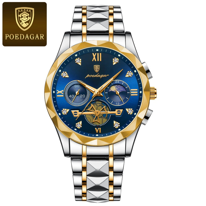 POEDAGAR luxe heren horloge - Waterdichte chronograaf met lichtgevende wijzers - Bivakshop